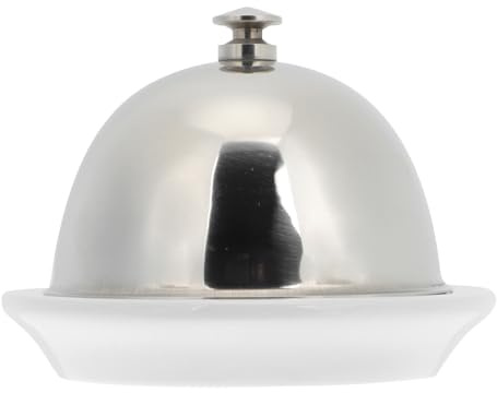 TINEASUR Beurrier en Céramique Blanc avec Couvercle Inox Amovible, Assiette D'assaisonnement Multifonction pour Service de Fromage et Sauce, Plat de Service Petit Format Cuisine