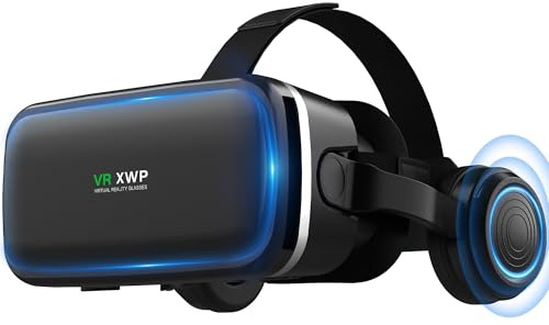 XWP Gafas De Realidad Virtual con Auriculares, Gafas VR 3D Inmersivas para Smartphone, Lente HD Anti Luz Azul, para iPhone&Android (4,7–6,8), para Juegos Y Películas, Regalo De para Amigos Y Familia