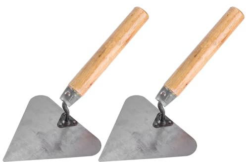 ifundom 2pcs Triangle Bricklaying Trowel Mud Scraper with Wooden Handle, Construction Plastering Tool for Concrete Finishing and Masonry Work