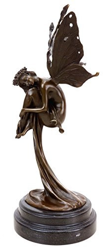 Bronze Fee - Träumende Elfe in Gewand - signiert Cesaro - Limitierte Bronzefigur - Elfen Figur aus Bronze - Kunst online kaufen