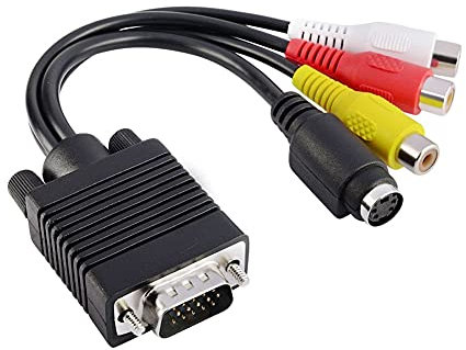 M20 VGA 15 poli maschio a 3RCA AV e S-Video Mini DIN adattatore a 4 poli per computer portatile PC computer video AV proiettore 20 cm