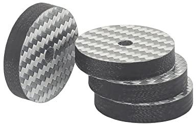 Audiocrast HiFi Speaker Isolation Stand Feet Pads 25x5mm 4X Carbon Fiber Hi-end Speaker Shock Absorber Vibration Dampener Pad Spike Floor Protector for Audio Turntable Subwoofer Amplifier CD DVD AMP