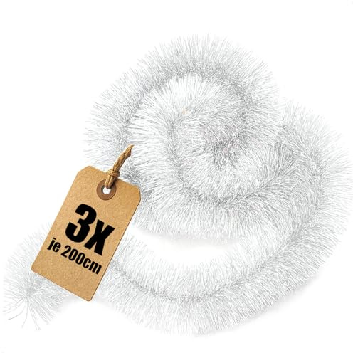 com-four® 600 cm Girlande Weihnachten, 3X 200 cm Tannengirlanden | Weihnachtsdeko für Christbaum