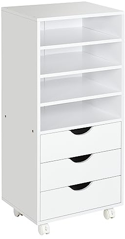 Vinsetto Vertikaler Aktenschrank, mobiler Büro-Aktenschrank, Weiß
