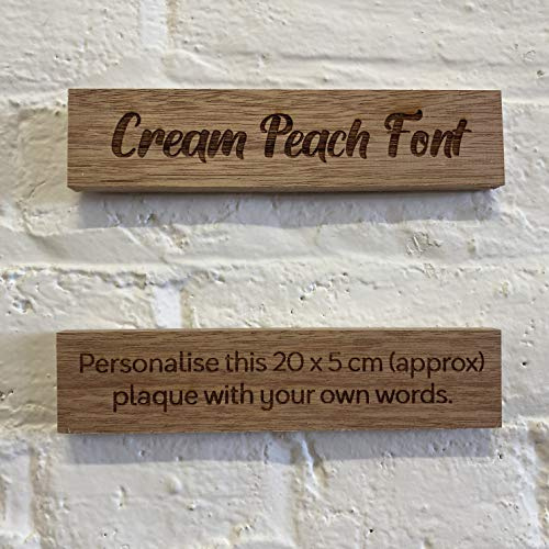 Personalised plaque 20x5 Cm Cream Peach Font, Custom Text Wooden Signs Personalised, Meranti Wooden Plaque For Child Bedroom, Nursery Door, Or Unique Gift mud kitchen sign