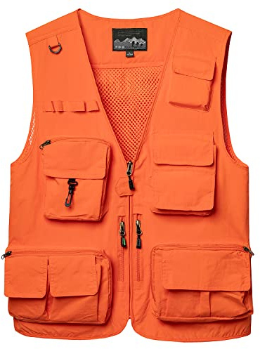 KTWOLEN Herren Anglerweste Sommer Leicht Schnelltrockenweste Funktionsweste Outdoor Fotografie Hundesport Weste Ärmellos Safari Weste mit Viele Taschen
