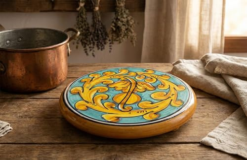 ILAB Dessous de plat en céramique décoré à la main par des ceramistes siciliens de Saint Stefano de Camastra Janluca Art 19
