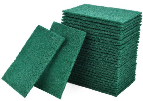 Hampine Pack of 10 Cleaning Scourer Pads for Kitchen, Households, Dishes & Bathroom, Non Scratch Scourer Dish Pads, Green Scrubber Sponge