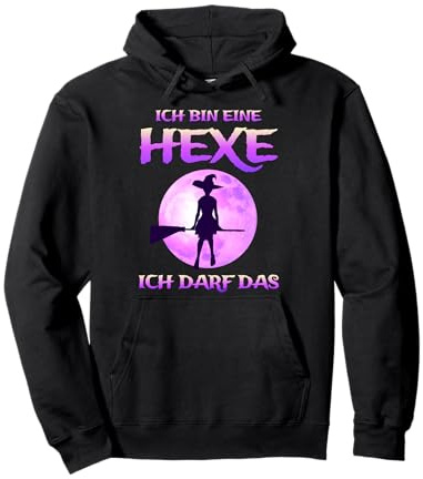 Hexe Auf Dem Besenstiel Mond Halloween Deko Damen Kinder Pullover Hoodie