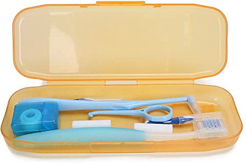 Kieferorthopädisches Mundpflegeset für Zahnspangen, Tragbares Hygieneset mit Interdentalbürste, Zahnseide, Orthowachs, Zahnseide Zahnbürsten-Reinigungsset