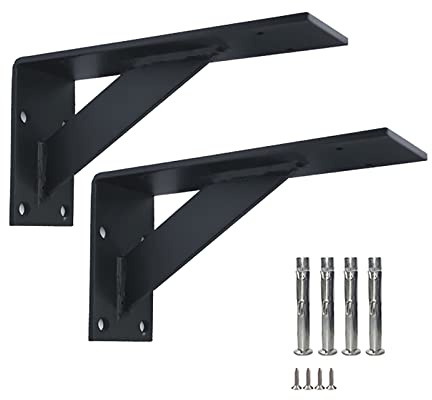 2 Stück Schwerlastkonsole,5mm Dick,Tragkraft 500 kg,Regalträger,Wandhalterung für Regalbrett,Metall Winkelkonsole für schwere Lasten Regale,Winkelträger für Wandmontage (25cm/9.8in)