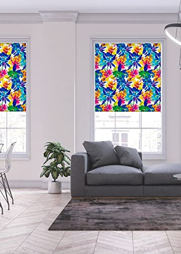 Lister Cartwright Azalea Floral Blackout Roller Blinds Polyester Windows Blind Easy Fit Child Safety Included Made to Measure(White, 150 cm Width x 140 cm Drop)