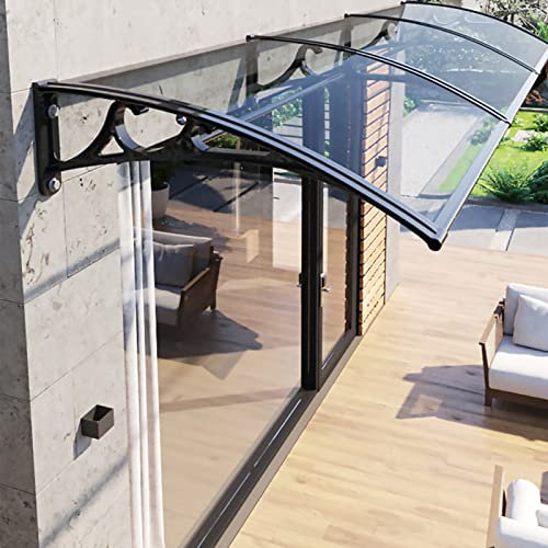 Vordach für Haustür,Fenster Markisen Polycarbonat Pultvordach Regenschutz Türdach Eingangsüberdachung Transparentes Hauseingang Türdach für Türdach Fenster (100x160cm/39x63in)