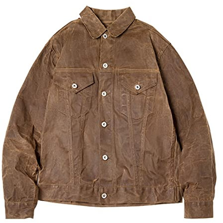 Chaqueta de cera vintage para hombre, lona de algodón, caqui, militar, ligera, casual, trabajo, caza, estilo exterior, Caqui 1, M
