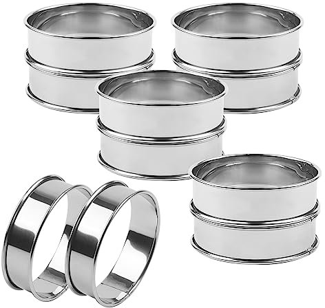 JAPCHET 10 anillos de 8 cm, anillos de mousse de acero inoxidable, anillos de pastel para magdalenas, anillos de tarta doble enrollados para respaldo de cocina
