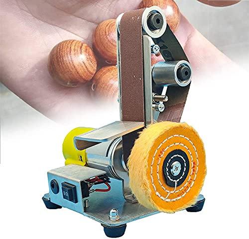 Mini levigatrice a nastro elettrica, utensile per affilare coltelli a basso rumore, velocità regolabile, supporto avanti indietro con mandrino per trapano, disco per lucidatura, mola per lucidatura,