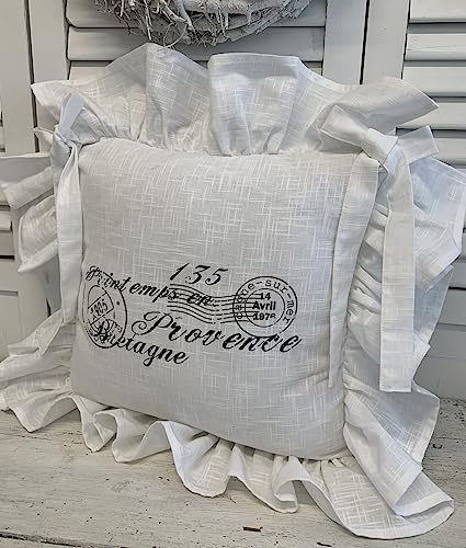 Stuhlkissenbezug Nice Grau 42 x 42 cm Baumwolle Landhaus Shabby Vintage