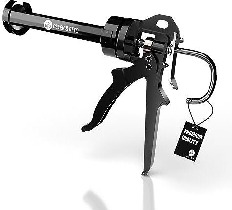 Beyer&Otto Profi Kartuschenpresse für Silikon, Acryl, Montagekleber | Silikonpistole 25:1 Übersetzung | Metall Kartuschenpistole Silikonspritze für Standard Kartuschen bis 310ml
