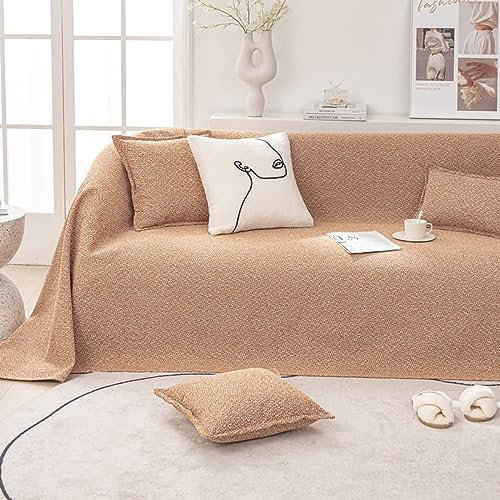 Homxi Sofa Überzug 1 Sitzer,210x130CM,Sofabezug Sitzer Einfarbig Sofaüberwürfe Leinen Baumwolle Handtuch Sofa Orange Sofa Überzug Decke