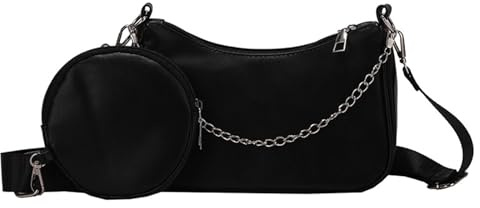 Umhängetasche Damen Handtasche, Umhängetasche Tasche, y2k Shoulder Bag, 90er Jahre Umhängetasche Damen, Handtasche Vintage für Frauen Dating Reisen Party Einkaufe (Schwarz-1)