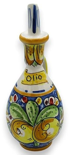 SICILIA BEDDA CAPACI Huilier en céramique Caltagirone - Environ 24 cm de Hauteur (1 unité), Trois Coloris Disponibles, décoration aléatoire - Bleu