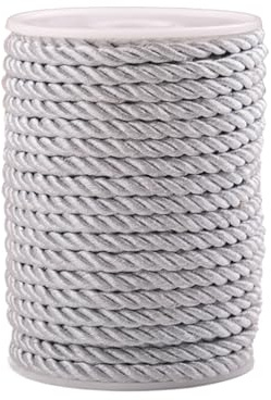 Whakano 20 Yards Baumwollkordel,6mm Kordel Baumwollseil Rope Dickes Seil,Makramee-Garn,Baumwollseil für DIY-Bastelarbeiten,Geschenke,Vorhang Krawatte Ehre Cord Geschenk Taschen Wand Aufhängung,Silber