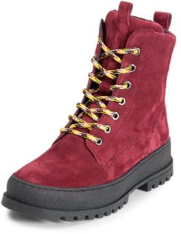VITAFORM Stiefeletten Damen Gefüttert - Warme Damen Stiefel aus weichem Veloursleder - Lammfell-Gefüttert für den Winter rot 38