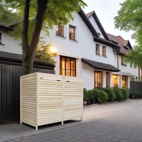 Mülltonnenbox Mülltonnenverkleidung ADRIA24 für 2 Tonnen 240L naturbelassen Müllcontainer Mülltonnenschrank Mülltonne