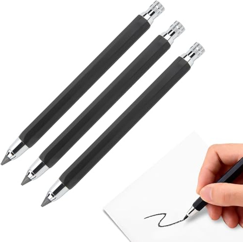 3 Stücke 5,6 mm Druckbleistift Mechanische Kupplung Bleistiftmine Automatische Bleistiftminenhalter Mechanische Stifte, 5,6 mm Mechanischer Kupplungsminenhalter für Haus, Schule, Büro Zubehör(Schwarz)