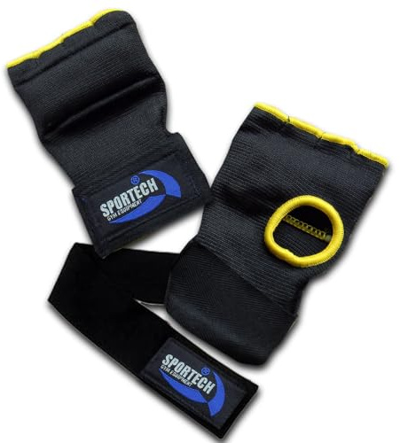 Sportech Italia - Fasce Sotto Guantoni Boxe Imbottite, Polsini Palestra per Bendaggi e Protezione Mani Ideali per Sottoguanti Pugilato, Guanti FitBoxe, Allenamento Kickboxing, Muay Thai, MMA (M)