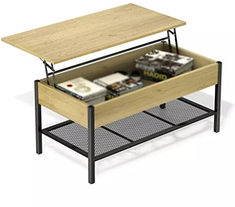 Mesa de centro elevable, nogal, sala de estar, muebles de salón (D 1)