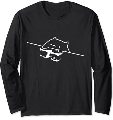 Katze mit Bongos Meme T-Shirt - Bongo Cat Langarmshirt