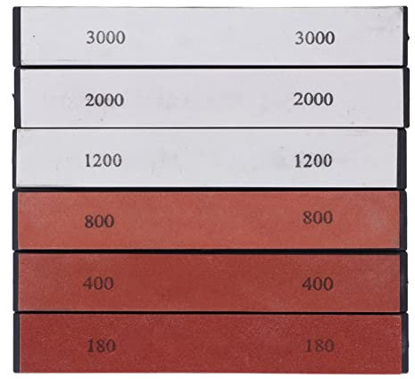 LOCADENCE 6 Stück Messerschärfsteine, Körnung 180, 400, 800, 1200, 2000, 3000, Schleifstein, Messerschärfer zum Schärfen von Sushi-Messern, Gartenscheren, Scheren, Äxten