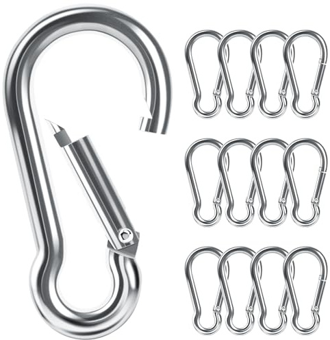 Caianwin 12 Stück Karabinerhaken,M6*60mm Karabiner Tragfähigkeit bis zu 54kg karabinerhaken klein aus verzinktem Stahl für Rucksack,Hundeleine,Camping,Reisen,Wandern
