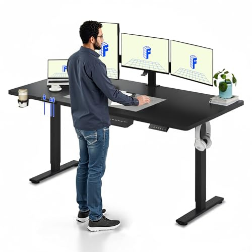 FLEXISPOT Escritorio Elevable Eléctrico 180x80cm, Mesa Escritorio Elevable, Standing Desk Regulable con Memoria, Sistema Anticolisión, Carga 100KG, Mesa Oficina para Casa, Teletrabajo y Gaming, Negro