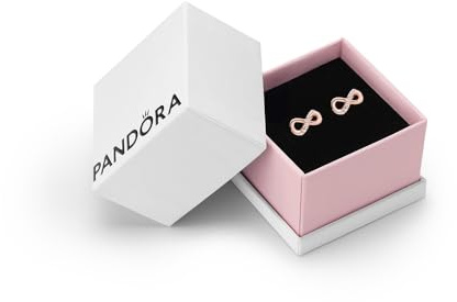 Pandora Sparkling Infinity Stud Earrings - 14k Rose Gold Stud Earrings with Cubic Zirconia for Women - Gift for Her - With Gift Box