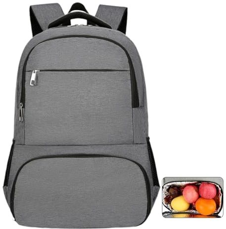 Ryggsäck med kylfack,Vattentäta isolerade kylryggsäckar med lunchlåda, arbetsryggsäckar for kvinnor, 19-tums ryggsäck for bärbar dator med USB-port for College Beach Camping Picnics(Dark gray)