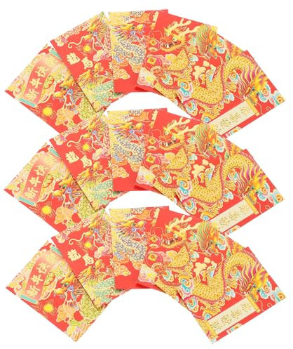 VILLCASE 30stücke Chinesische Rote Umschläge Für Jahr Drachen Traditionelle Glücksumschläge Für Neujahrsgeschenke Gemischte Designs Für Familienfeiern Und Festlichkeiten