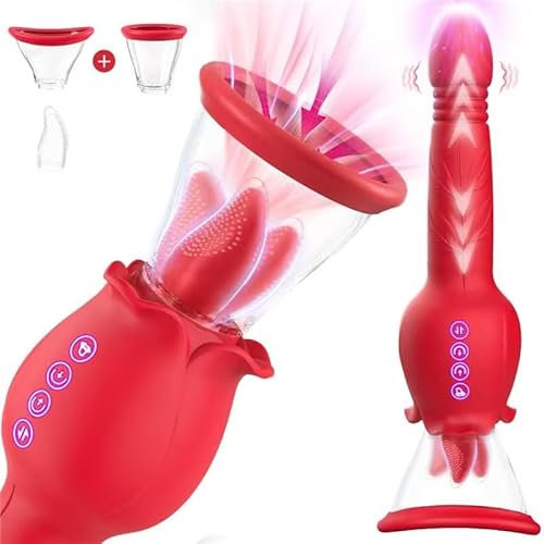 Sucking Vibrator Sex Toys for Women, Adult Toy for Clitoral Stimulator Vibrators Dildo with 7 Tongue Licking 3 Sucking 3 Thrusting Modes, Sex Toyscouples for Couples Pussy Pump with 2 Suction Cup