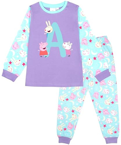 Peppa Pig Personalised Initial Pyjama for Girls 100% Cotton Long Sleeve Winter Pyjama Soft and Comfortable Gift for Girls PJ Set