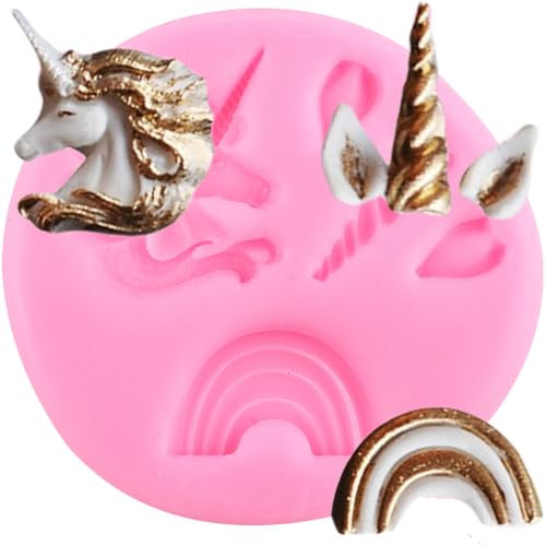 XMOLDNMS Unicorn Silicone Moulds Unicorn Horn Ears Rainbow Fondant Moulds Unicorn Mould for Cake Decorating Cupcake Topper Candy Chocolate Gum Paste Polymer Clay