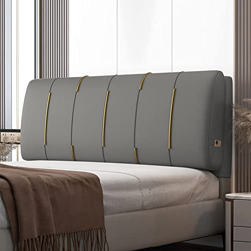 Kopfkissen, gepolstert, für Zuhause, Schlafzimmer, Bank, Tagesbett, großes Wandkissen, übergroße Rückenlehne, Keilkissen mit abnehmbarem Bezug, grau, 160 cm, Kopfteil im Lieferumfang enthalten