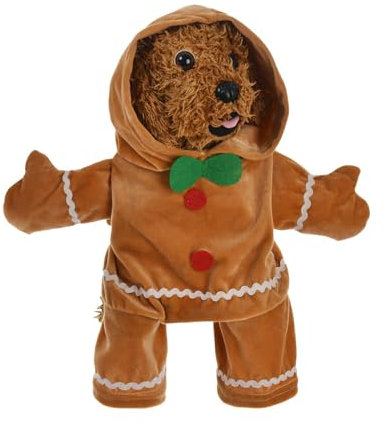 Süßes Hundekostüm | Soft Christmas Pet Cosplay Hoodie | Stand-Up Gingerbread Man Outfit für Hunde, Katzen und Puppies | Festliches Gingerbread Kostüm für Haustiere