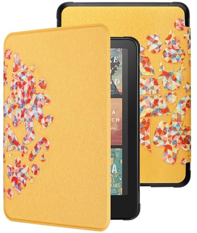 WALNEW Case for 7 All-New Kindle Paperwhite 12th Gen 2024 and Kindle Colorsoft Signature Edition, Premium PU Leather Protective Cover for Kindle Paperwhite with Auto Wake/Sleep (Christmas Orange)