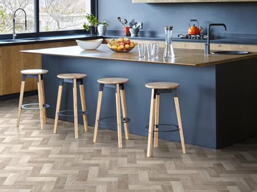 Revêtement de sol PVC Sol vinyle à chevrons, Découpe (2m de large, 4m de long)