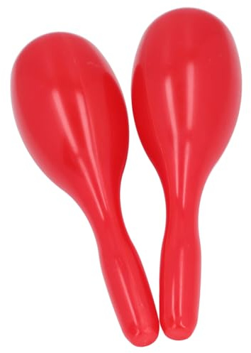 2 Ovale Musik-Maracas-Rasseln aus Kunststoff für Handperkussion, Hergestellt mit ABS-Körper und Griff für KTV-Partys (Rot)