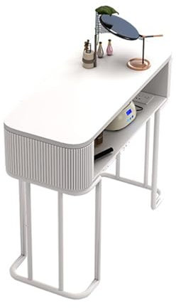 Tavolo manicure professionale per unghie postazione di lavoro per unghie scrivania artistica con cassetto e ripiani aperti, moderna scrivania in legno per unghie spa, piano in vetro/desktop in legno