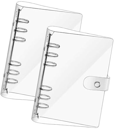 Yuannee Ringbuch A6 Ring Binder,2 PCS Transparentes A6 Ringbuch aus PVC Wasserdichter Nachfüllbarer Loose Blatt Binder mit Druckknopf für Schule Büro Tagebuch 6 Ring Ordner Hülle Klar
