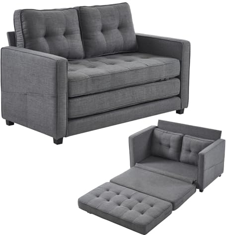 LEADZM Schlafsofa Ausziehbares Schlafsofa Sofa mit schlaffunktion, | Schlafcouch zum Wohnzimmer 136 * 75 * 86cm (Dunkelgrau, 136CM)
