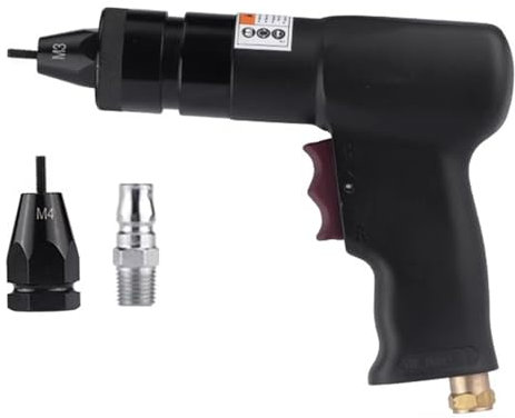 Pistola Remachadora Neumática, Herramienta De Extracción De Tuercas Remachables De Aire, Velocidad Máxima De 3000 RPM, con Conjunto De Boquilla De Cambio Rápido De 2 Tamaños(M3, M4)